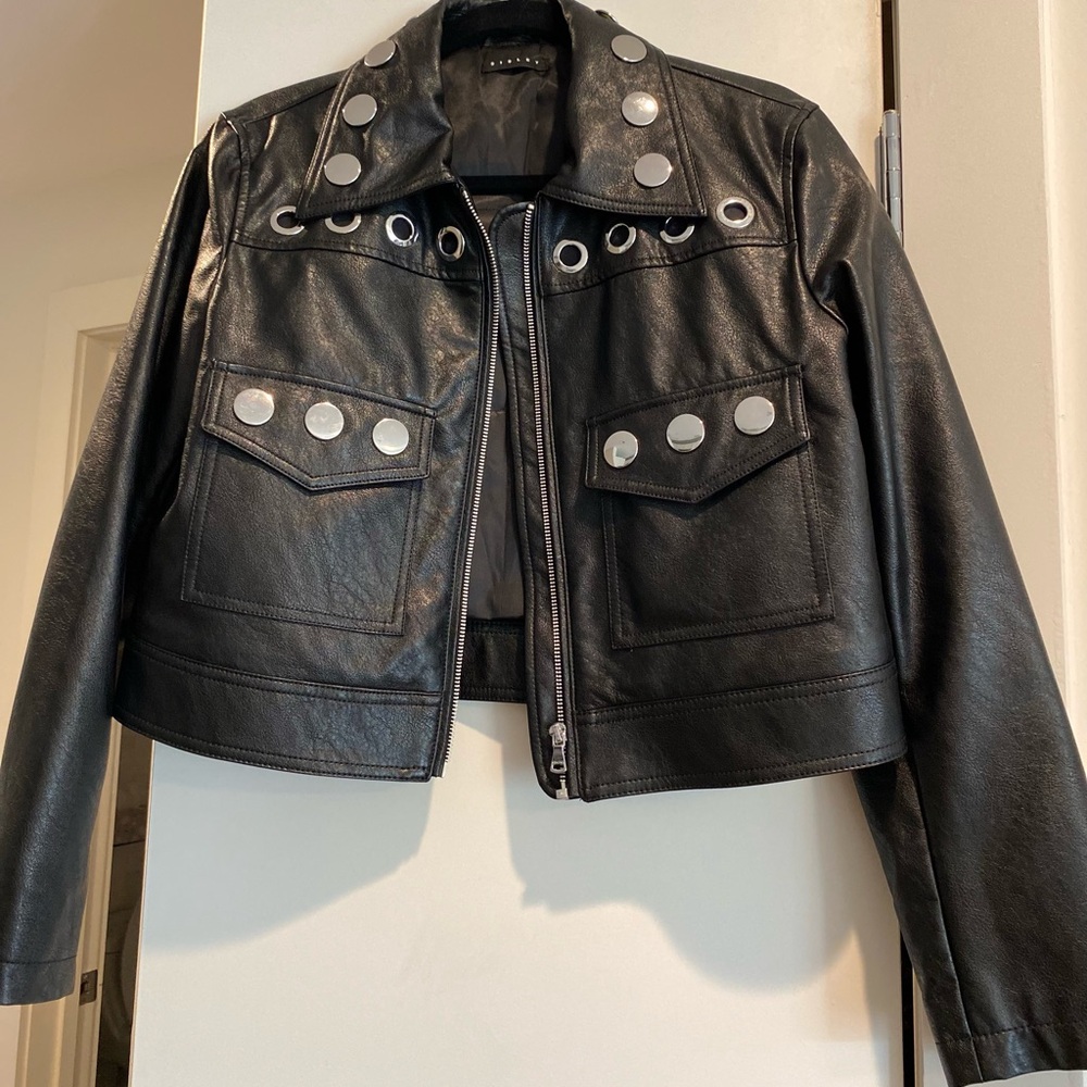 Cropped Faux Leather Jacket